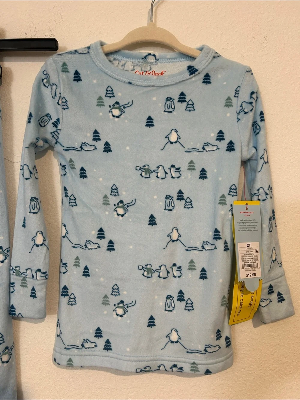 Cat & Jack Light Blue Penguin Print Pajama Set